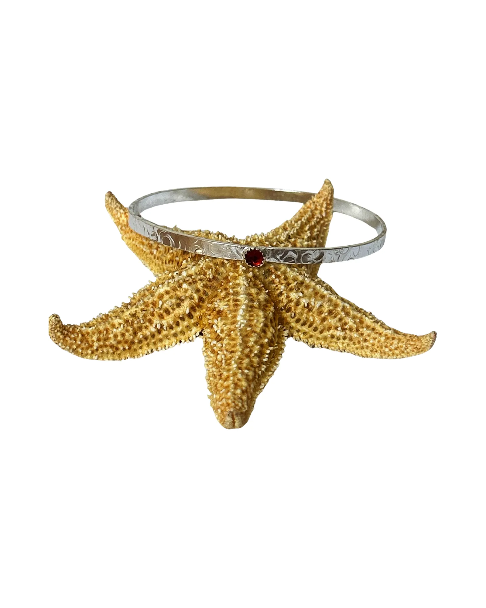 Silver Garnet Birthstone Bangles