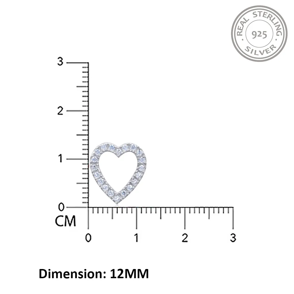 Silver Zircon Studded Heart Earrings