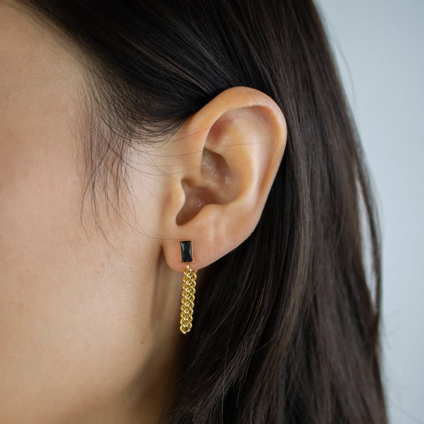 Sloan CZ Stud Earrings with Chain