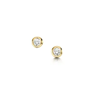 Small Diamond Solitaire Stud Earrings in 9ct Yellow Gold