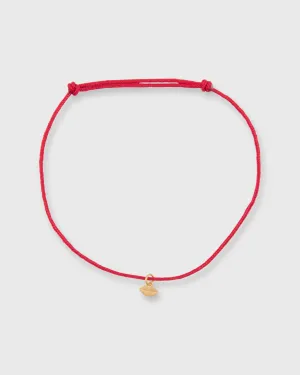 Small Kiss Charm Bracelet in Gold/Assorted Color Cord