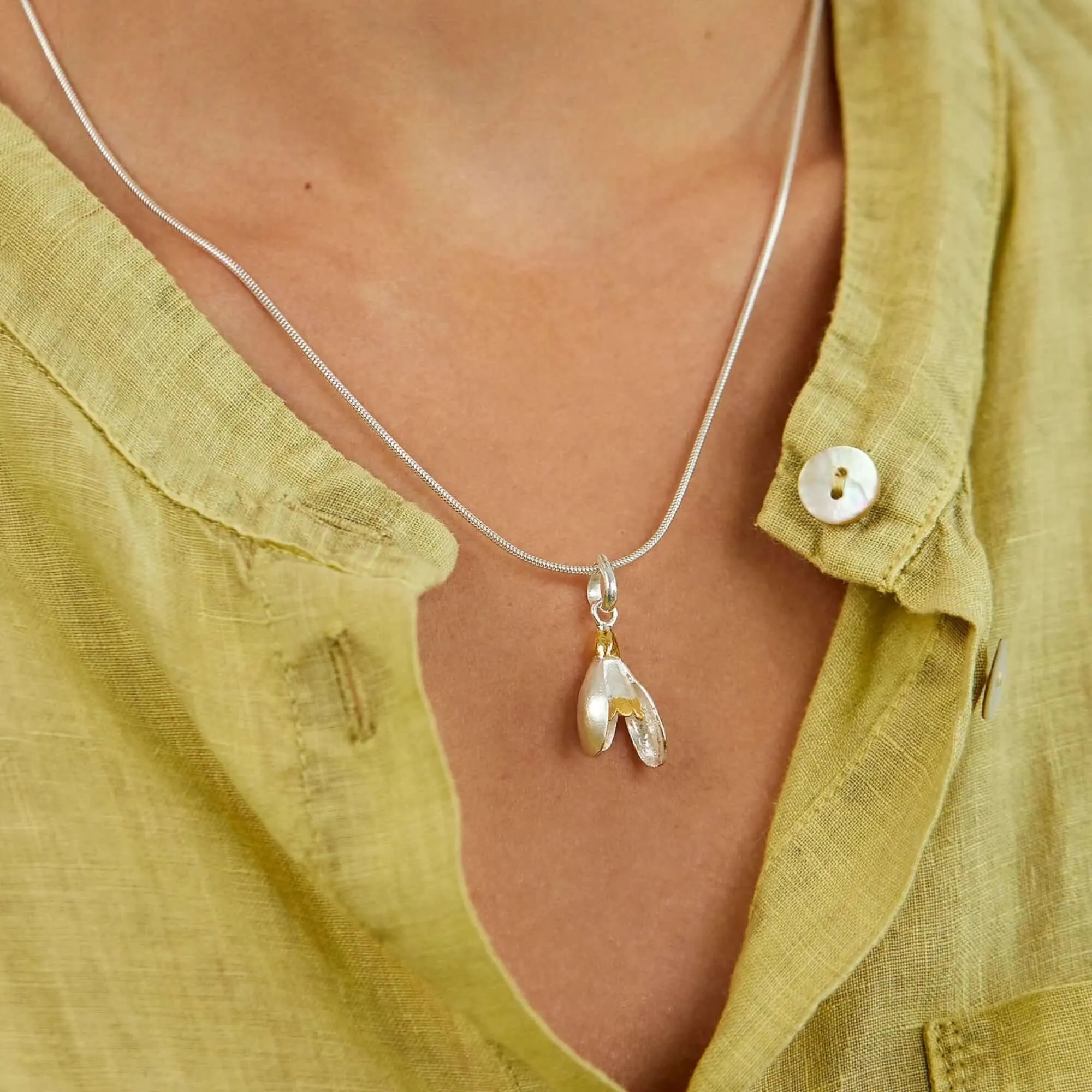 Snowdrop Flower Pendant by Paula Bolton