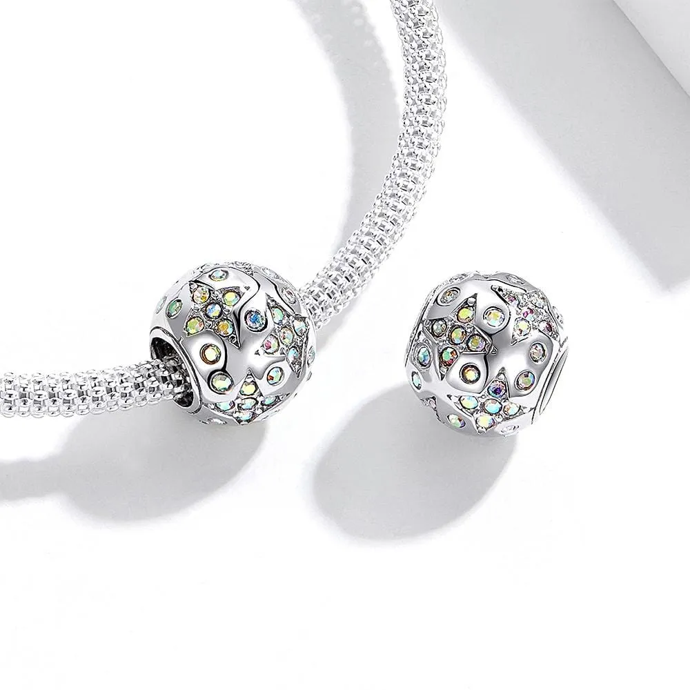 Solid 925 Sterling Silver Starburst CZ Charm