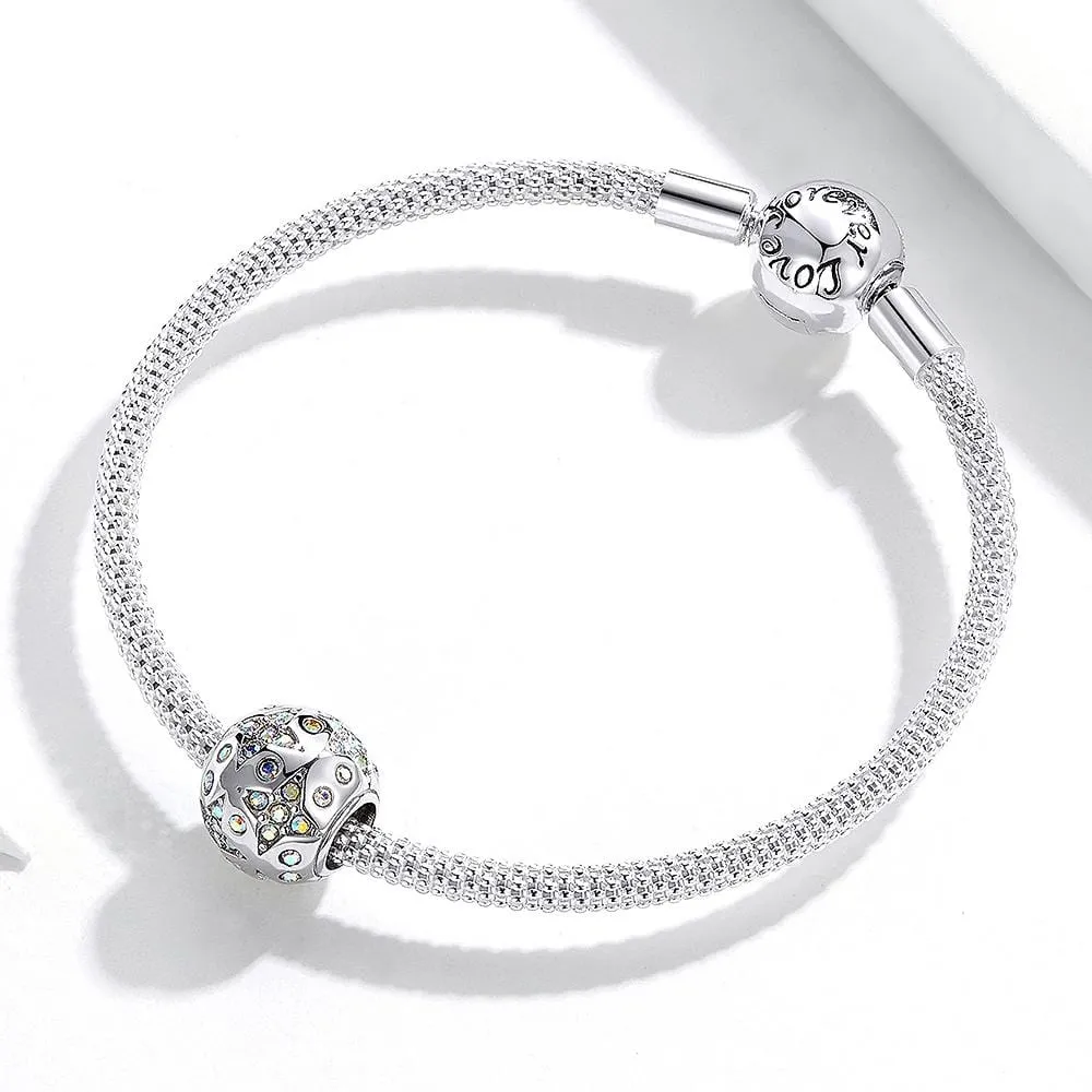 Solid 925 Sterling Silver Starburst CZ Charm