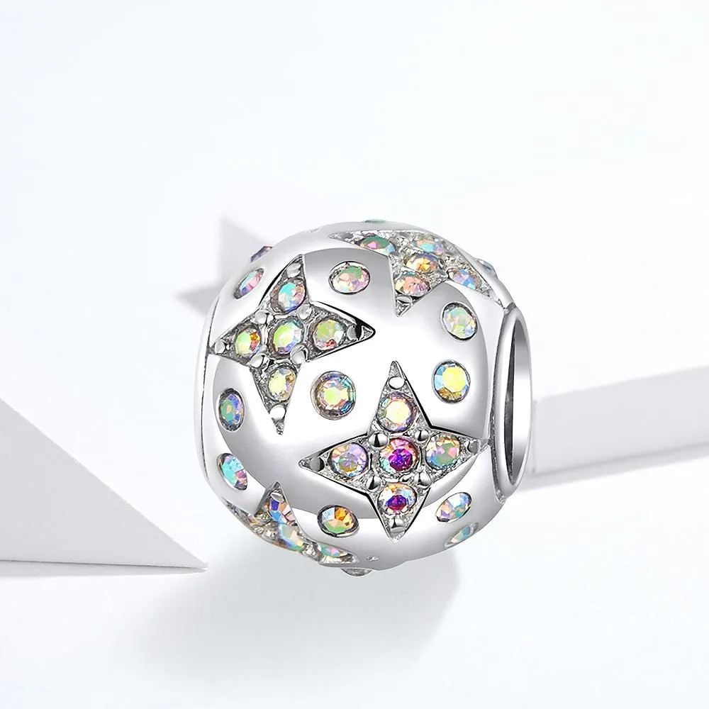 Solid 925 Sterling Silver Starburst CZ Charm