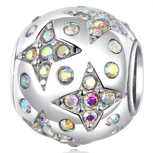 Solid 925 Sterling Silver Starburst CZ Charm
