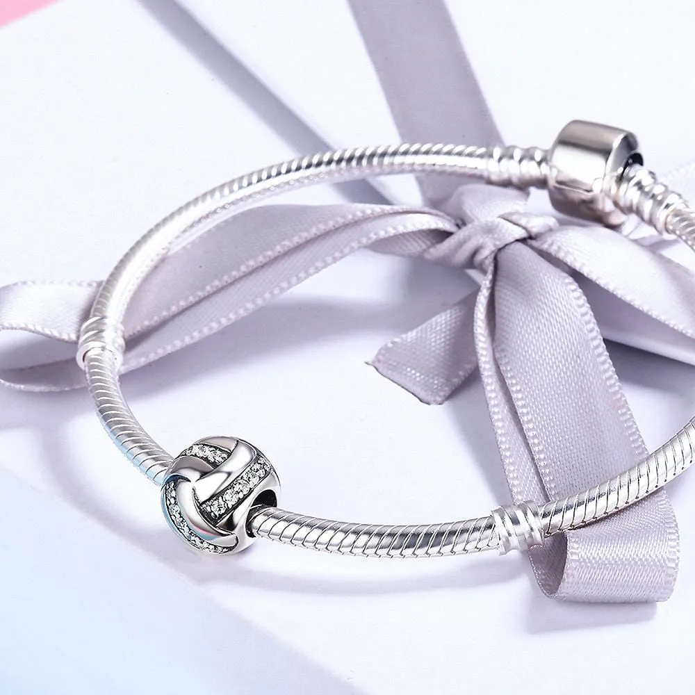 Solid 925 Sterling Silver Takraw CZ Charm