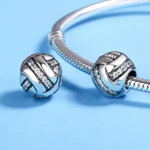 Solid 925 Sterling Silver Takraw CZ Charm