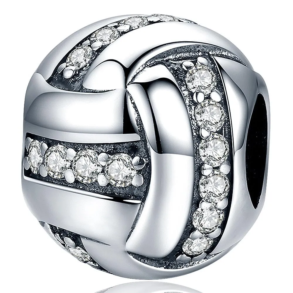 Solid 925 Sterling Silver Takraw CZ Charm