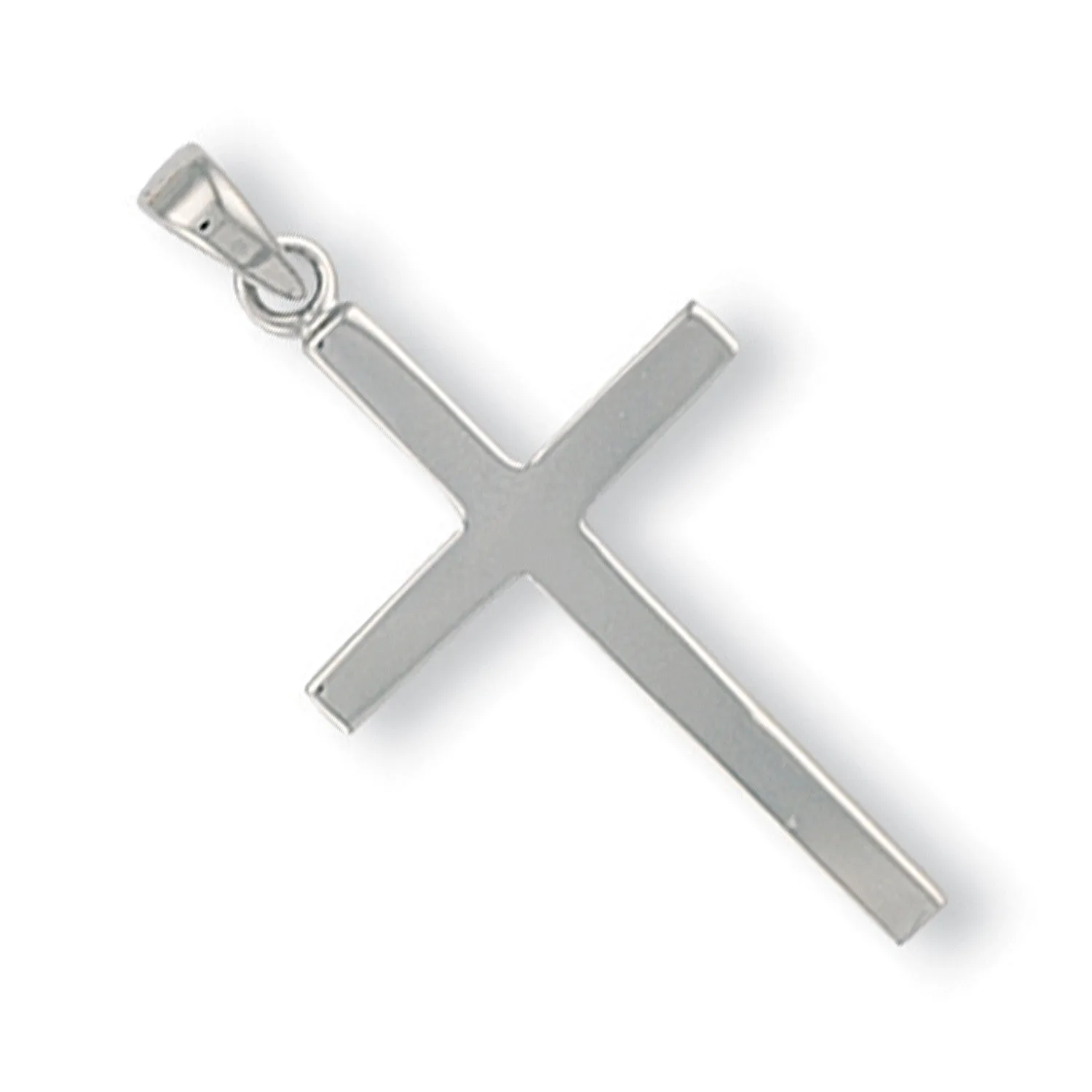 Solid Cross Pendant Necklace in 9ct White Gold 3.7g