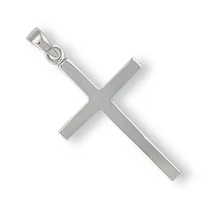 Solid Cross Pendant Necklace in 9ct White Gold 3.7g