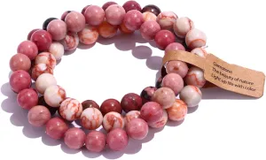 SONNYX 3PCS Crystal Stone Bracelets for Women Men Semi-Precious Gemstone Bracelets 8mm Round Beads Stretch Beaded Bracelet Jewelry