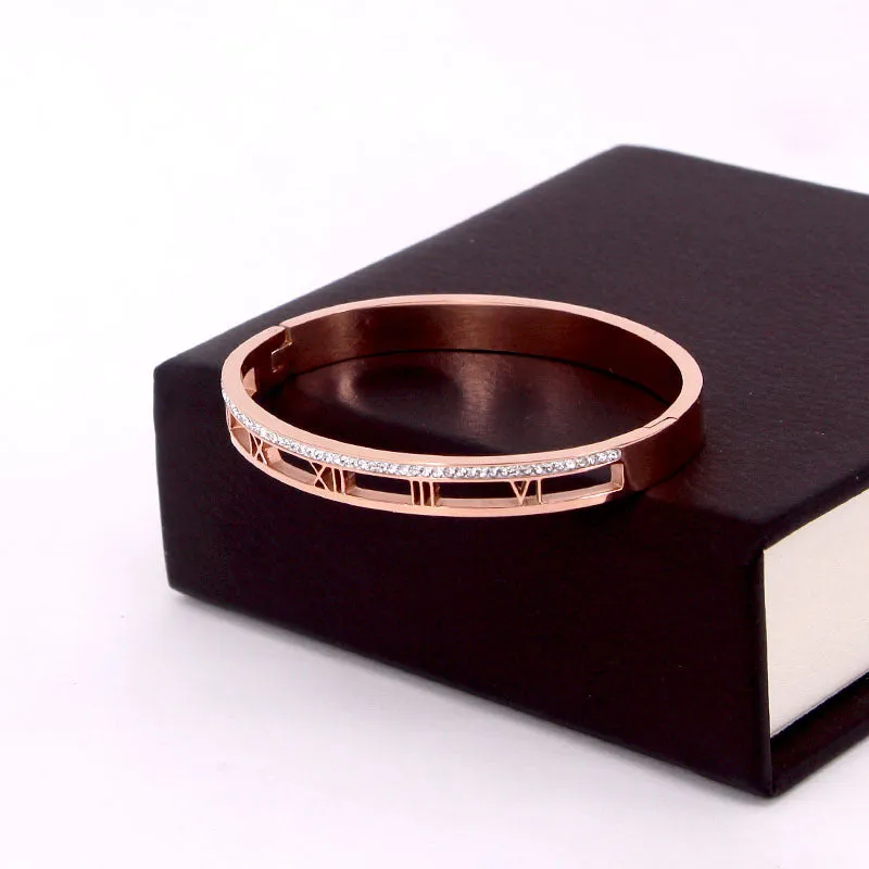 Soooo Chic! Best selling Classic Elegant Roman Numerals crystal bracelet and stainless steel jewelry bracelet for women