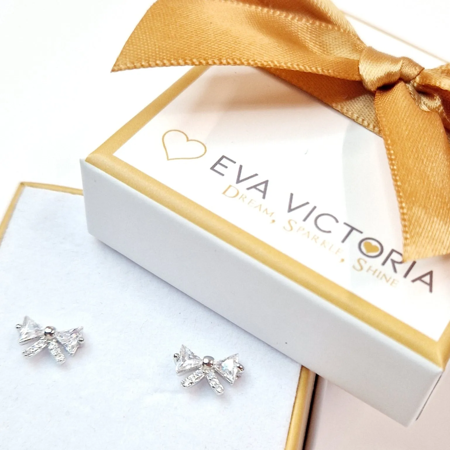 Sparkling Bows Sterling Silver Stud Earrings