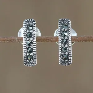 Sparkling Charm Sterling Silver and Marcasite Drop Earrings from Thailand
