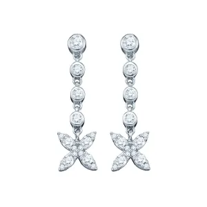 Sparkling Diamond Blossom Dangle Earrings