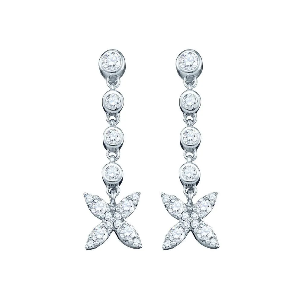 Sparkling Diamond Blossom Dangle Earrings