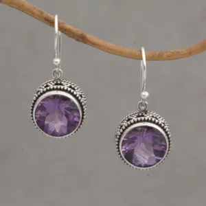 Sparkling Haven Handcrafted Amethyst and Sterling Silver Dangle Earrings