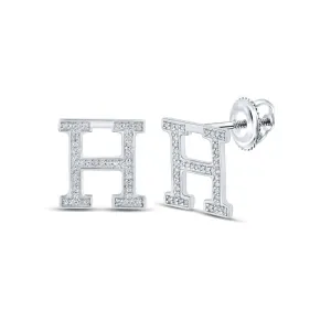 Sparkling Personalized 10kt White Gold Diamond Initial Earrings