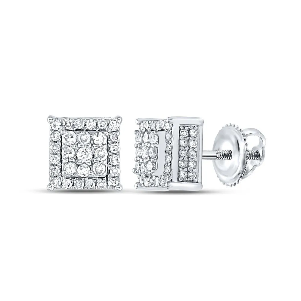 Sparkling Square Diamond Earrings in 14kt White Gold