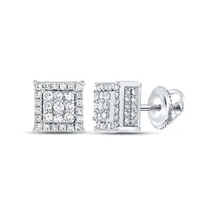 Sparkling Square Diamond Earrings in 14kt White Gold