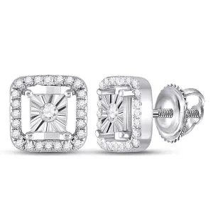 Sparkling Sterling Silver Diamond Square Earrings