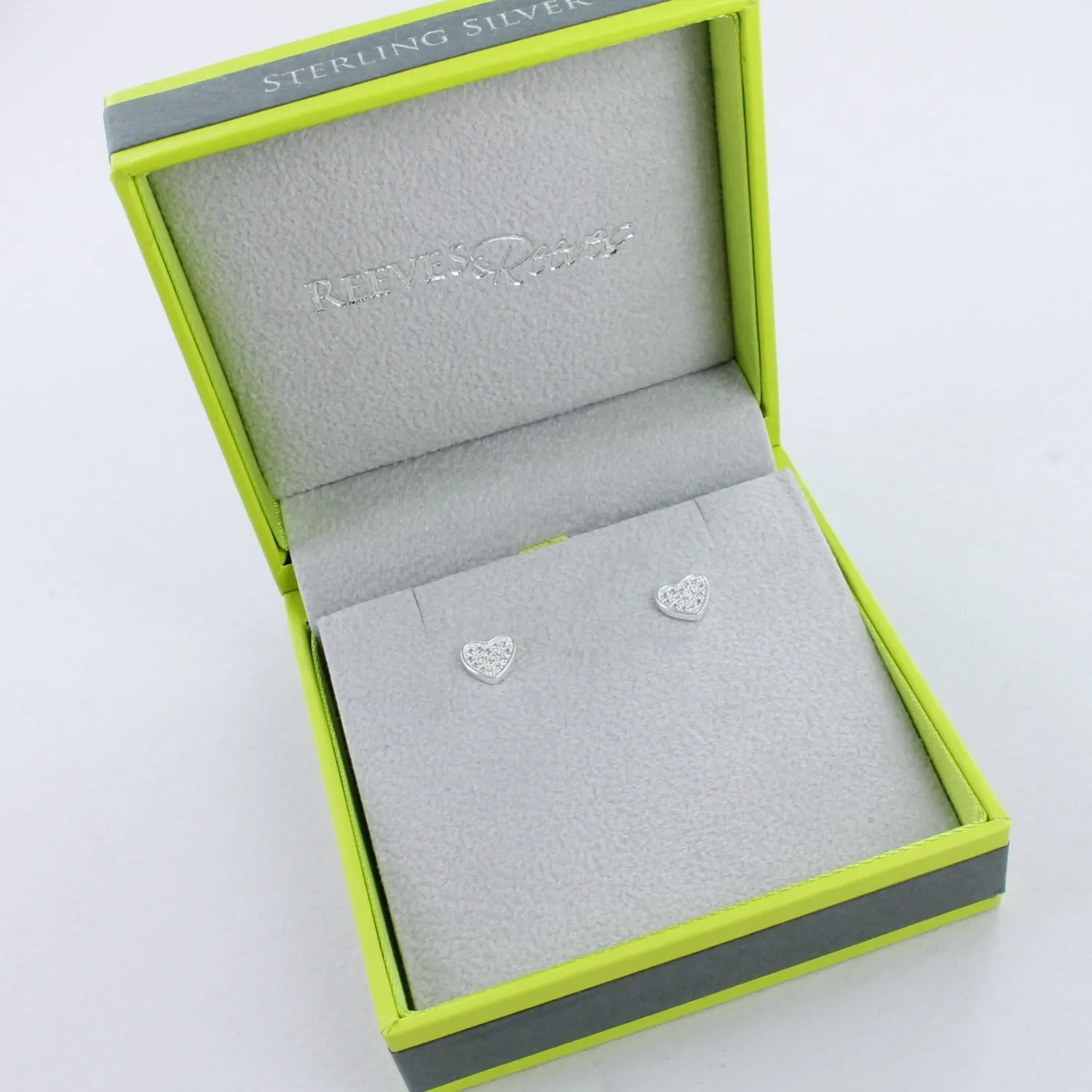 Sparkling Sterling Silver Heart Studs