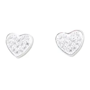 Sparkling Sterling Silver Heart Studs