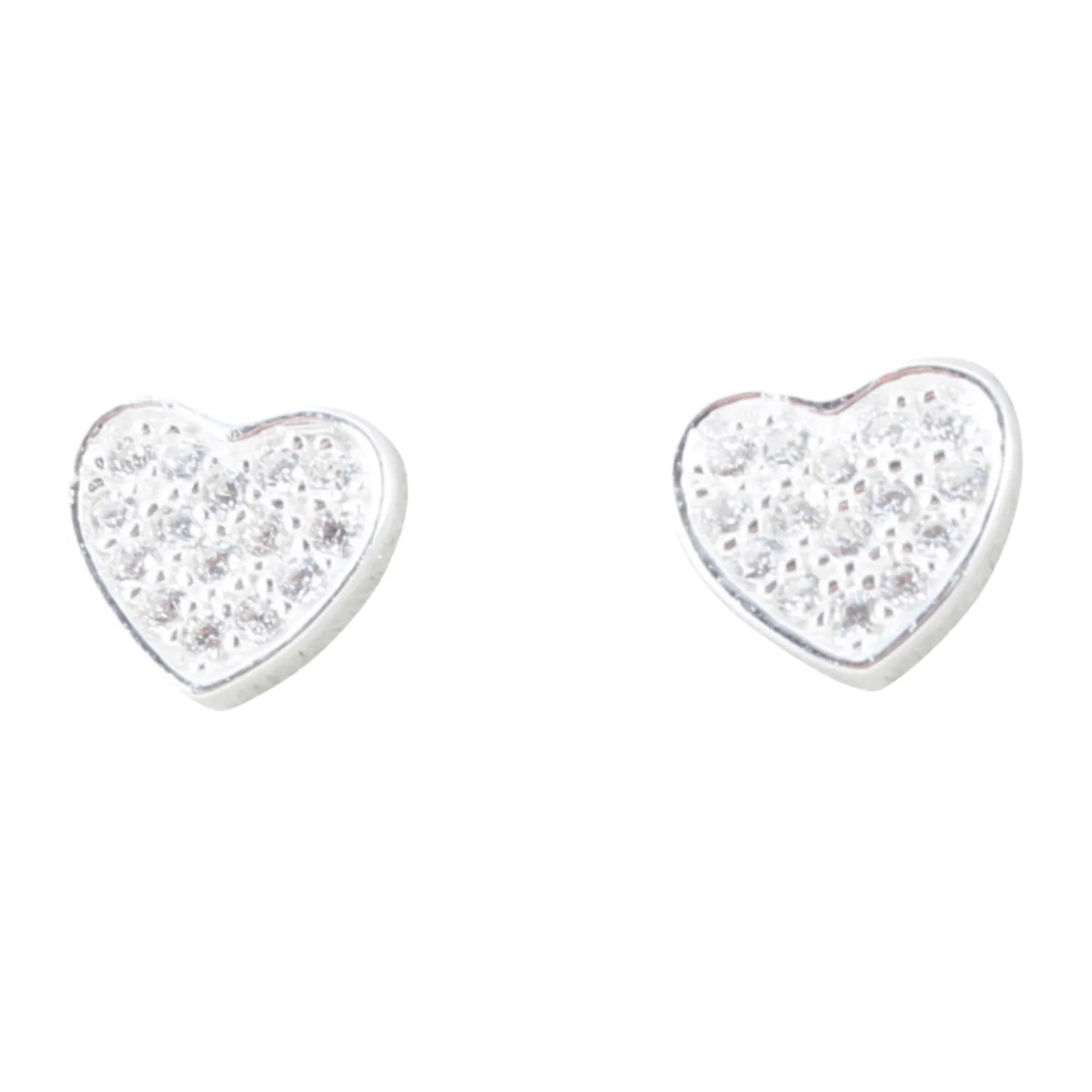 Sparkling Sterling Silver Heart Studs