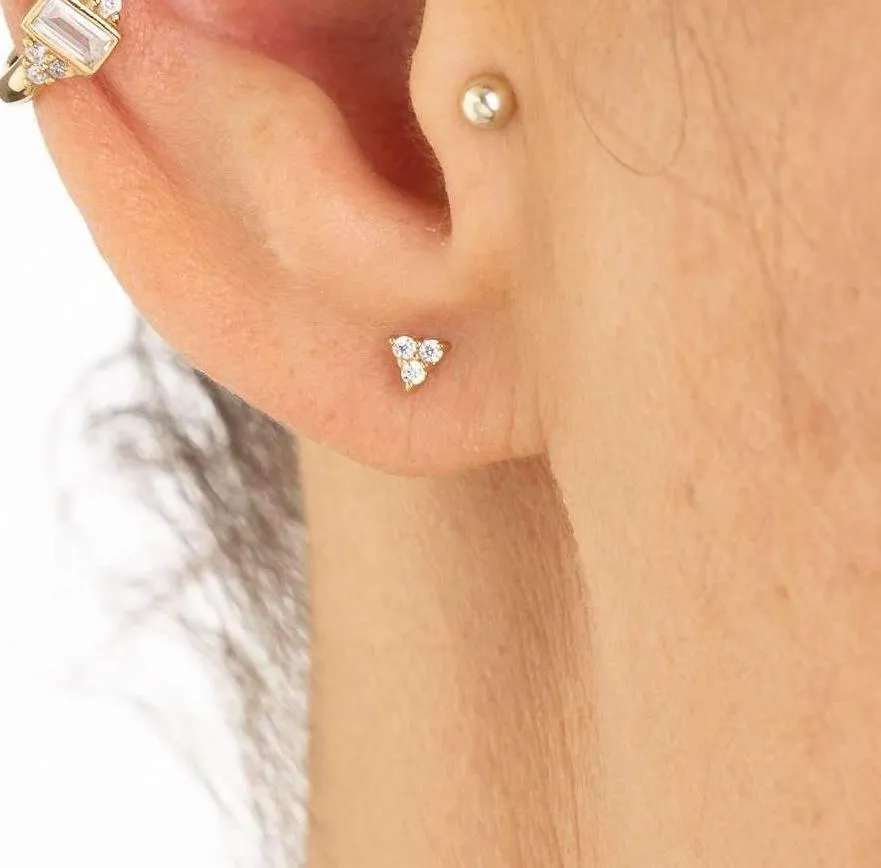 Sparkling Trinity Stud Earrings