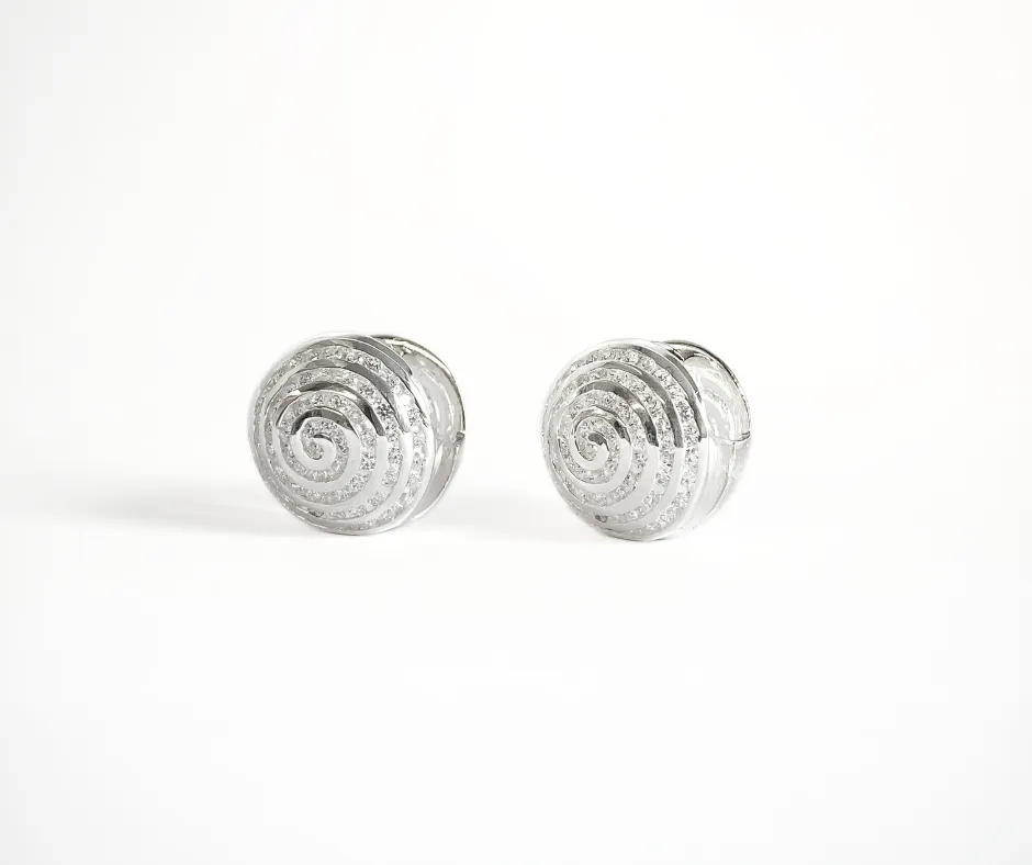 Spiral Cubic Zirconia Hinge Stud Earrings