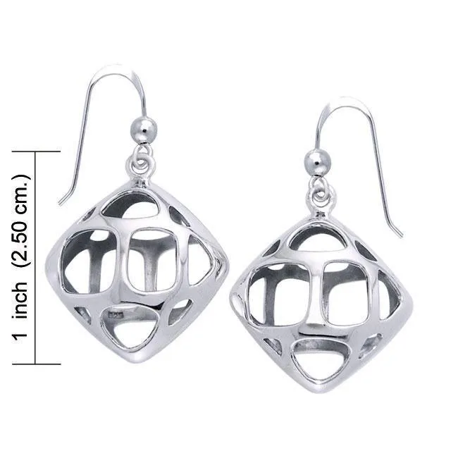 Square Bold Filigree Silver Earrings TER1221