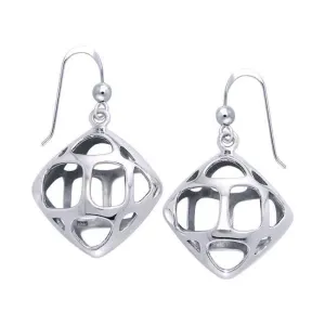 Square Bold Filigree Silver Earrings TER1221