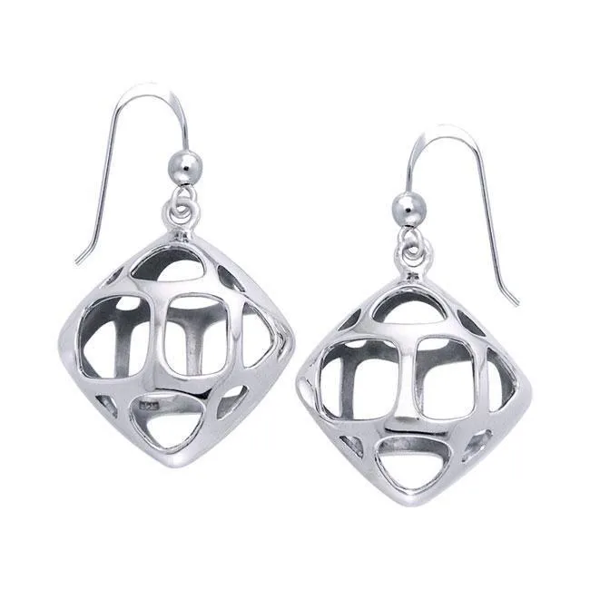 Square Bold Filigree Silver Earrings TER1221