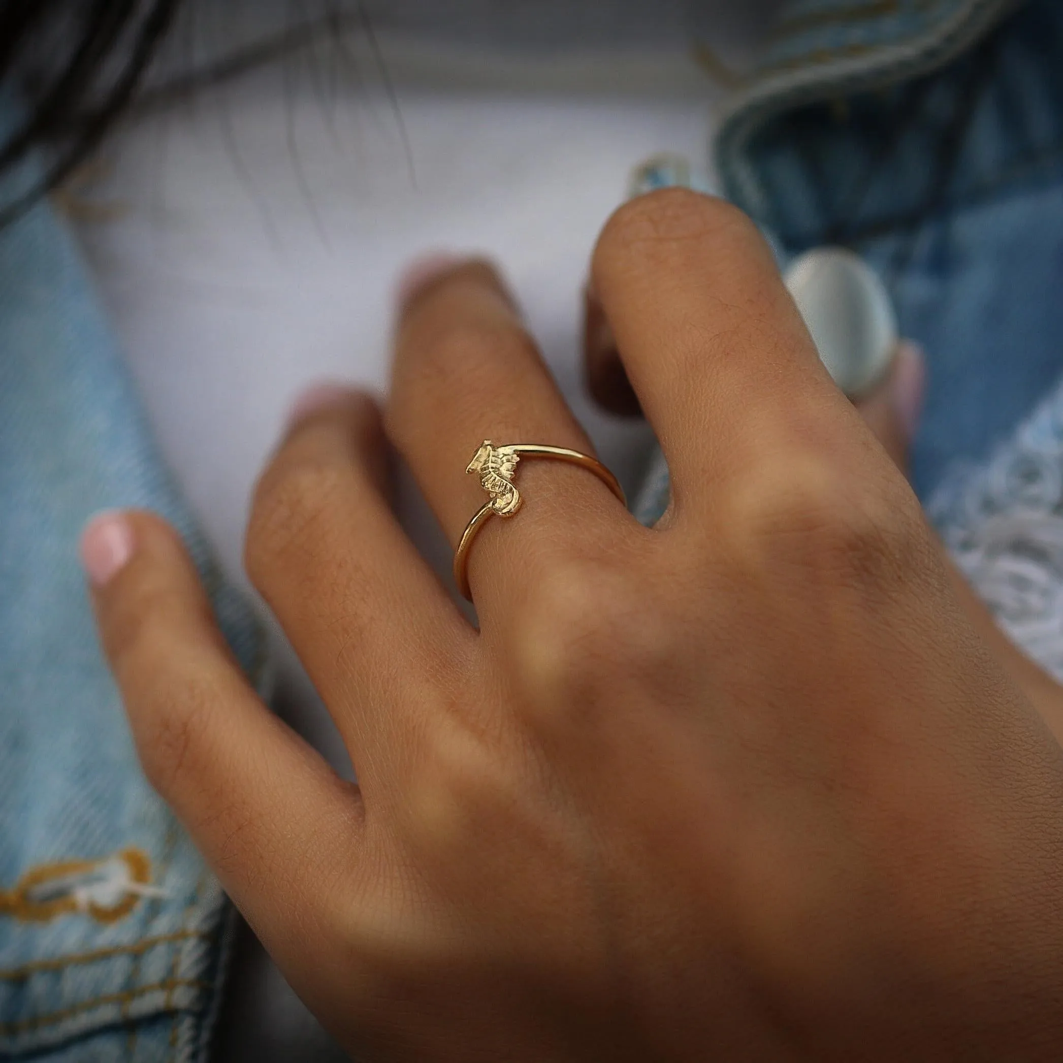 Stackable Seahorse Dainty Rings