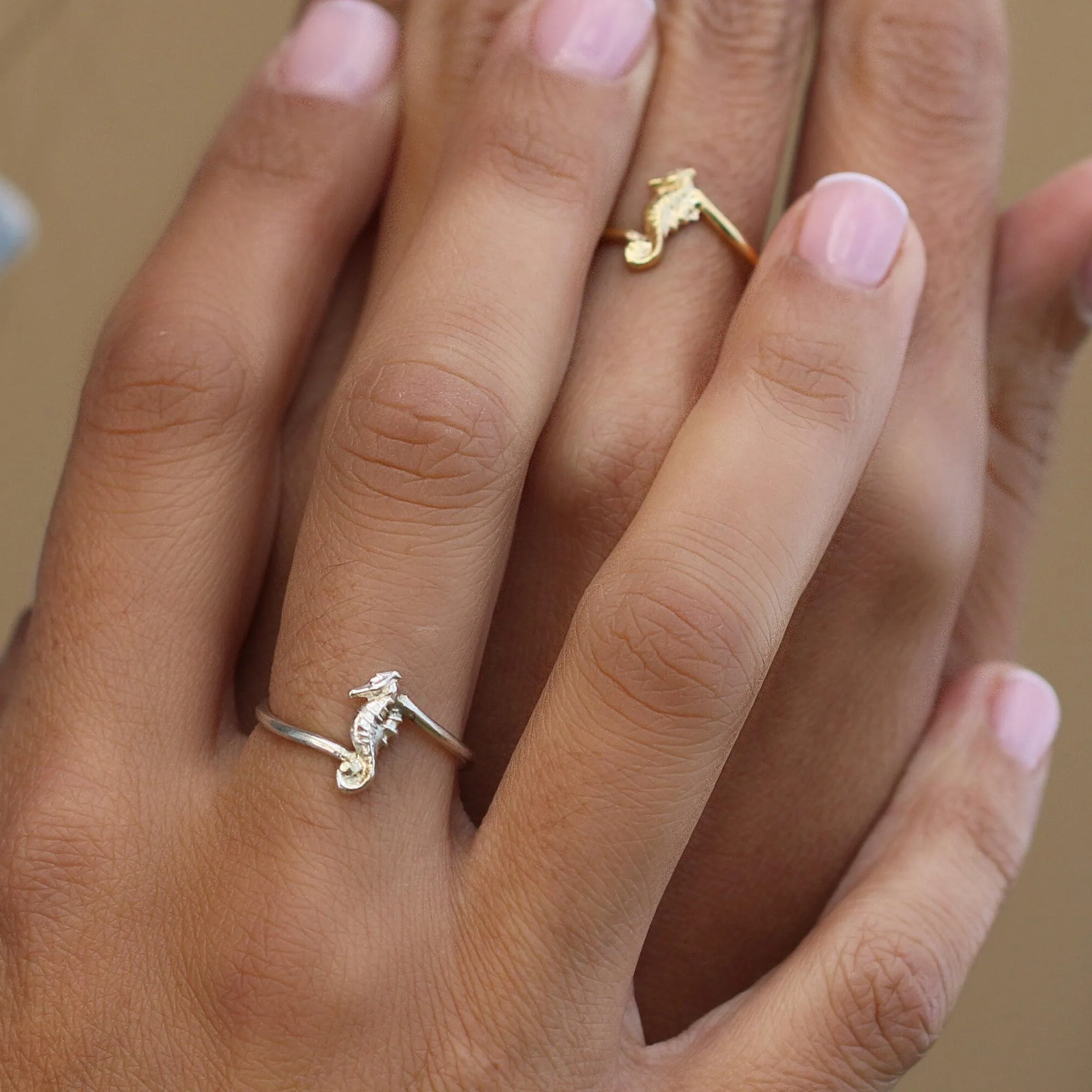 Stackable Seahorse Dainty Rings