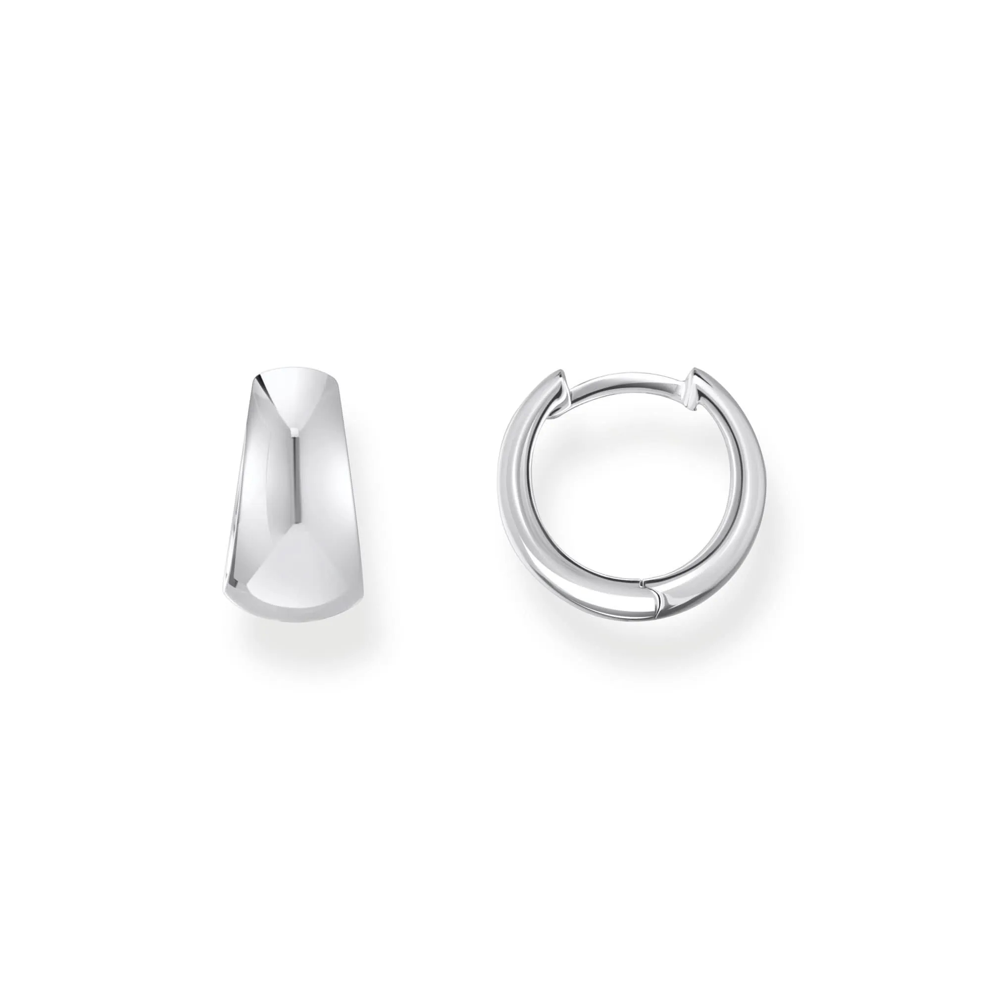 Sterling Silver Bold Elegance Trapezoidal Shaped Hoop Earrings CR740-001-21