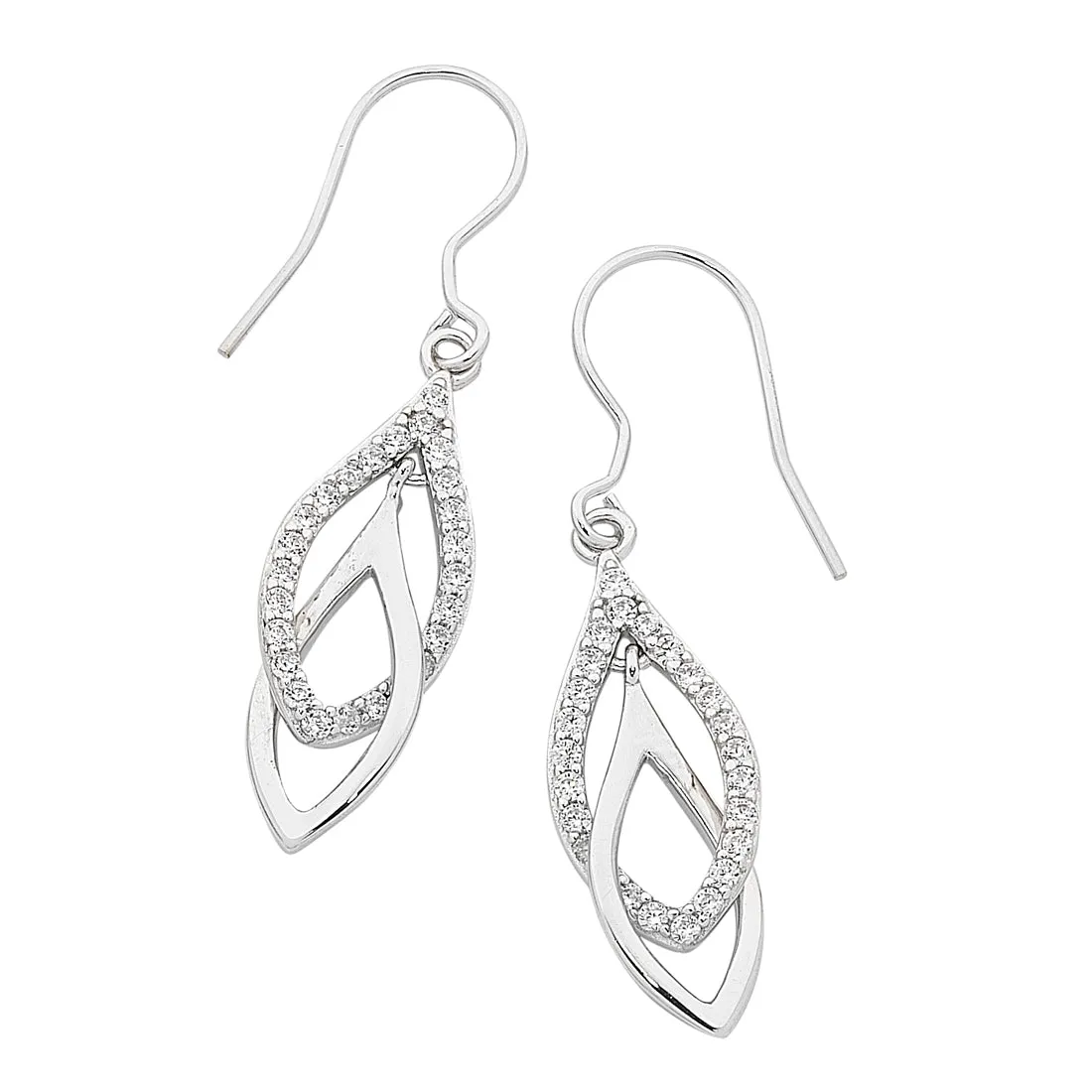 Sterling Silver Interlocked Drop Earrings
