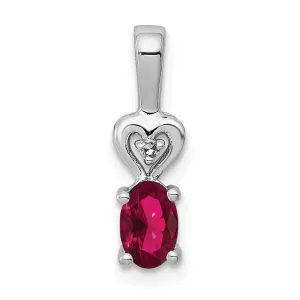 **Sterling Silver Rhodium-Plated Ruby and Diamond Pendant  Elegant July Birthstone Design**