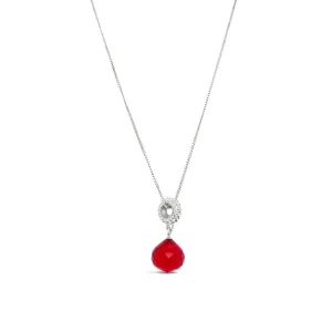 Sterling Silver Ruby Mysterious Drop Charm Necklace