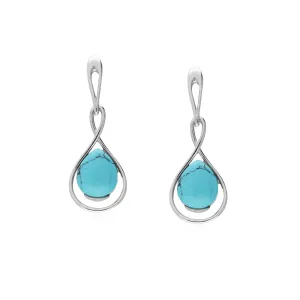 Sterling Silver Turquoise Twist Drop Earrings