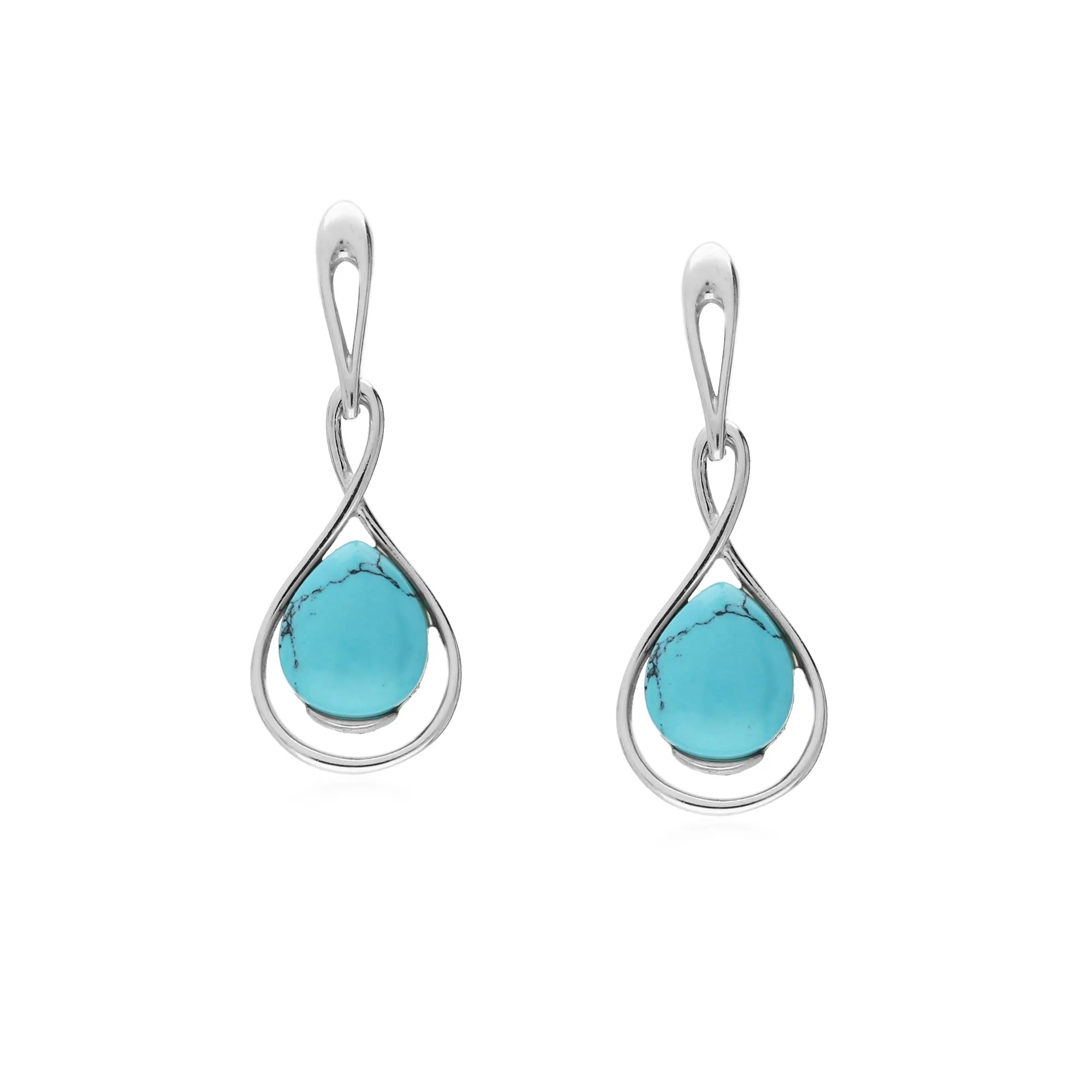 Sterling Silver Turquoise Twist Drop Earrings