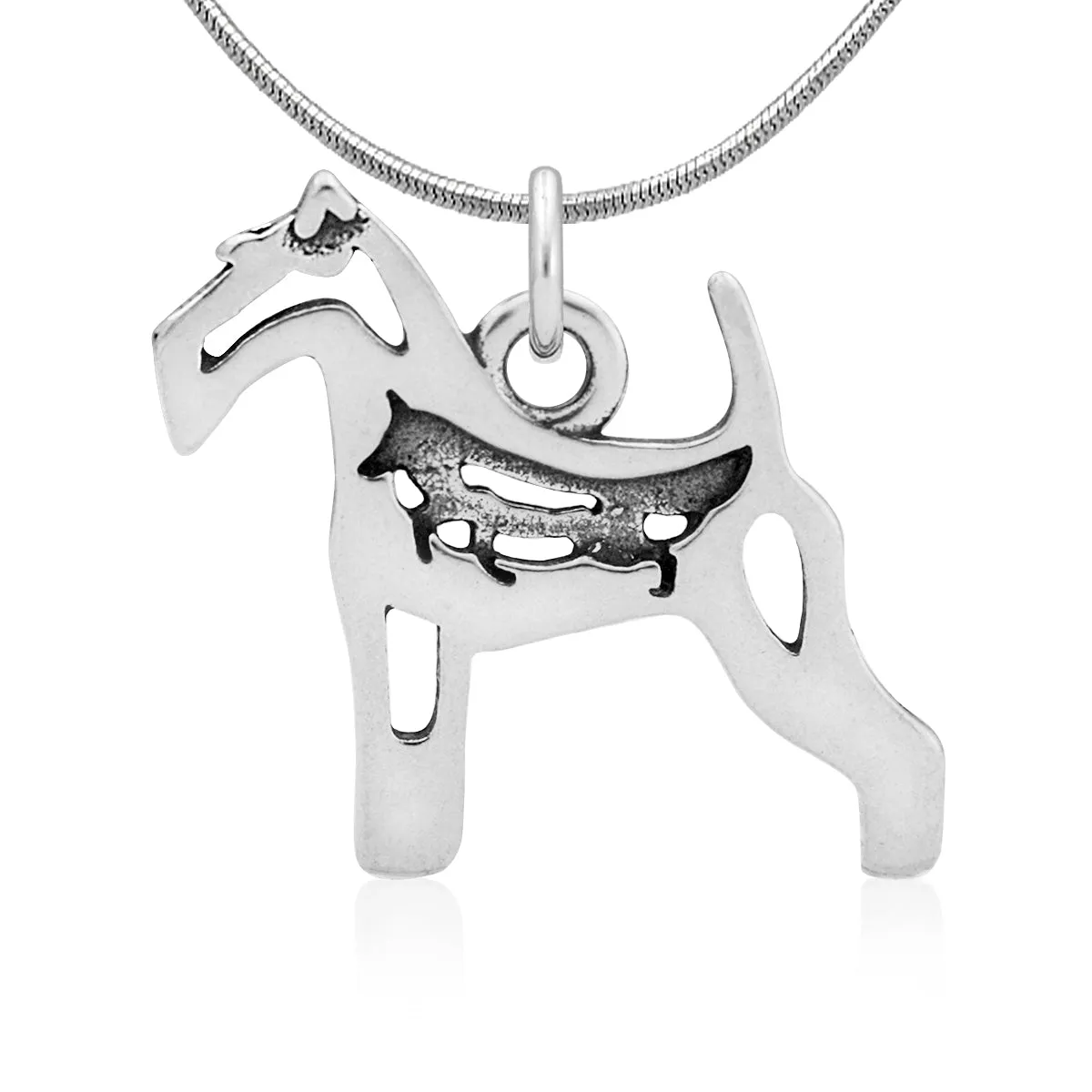 Sterling Silver Wire Fox Terrier Necklace Jewelry