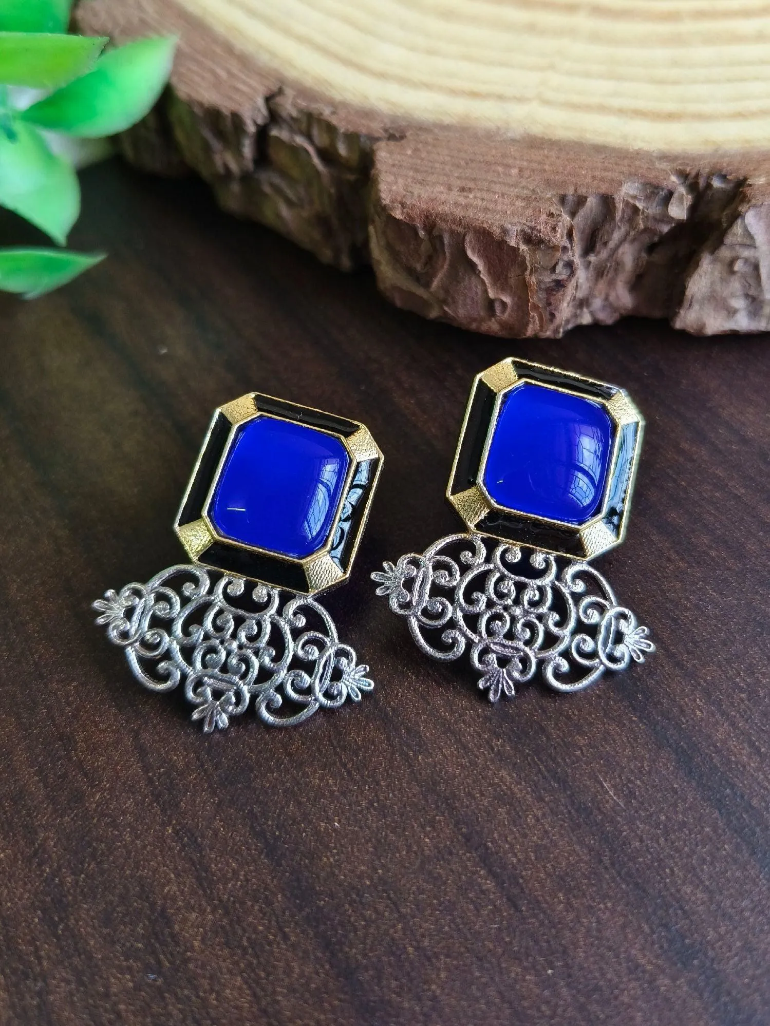 Stone Stud Brass Earring | Sarichka