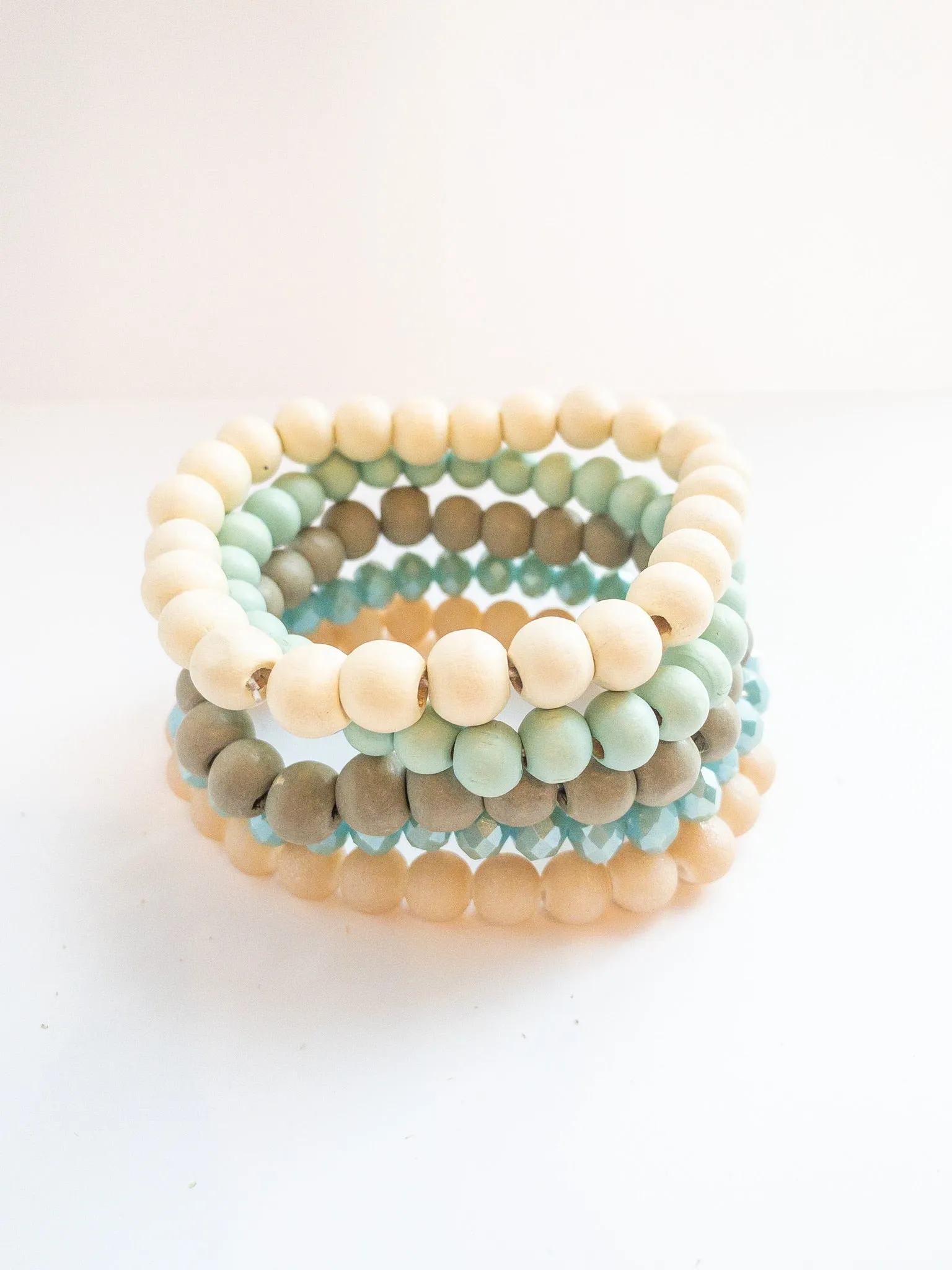 Summer Beaded Bracelet in Neutral and Aqua