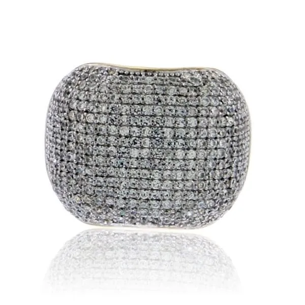 Suzy Levian Yellow Sterling Silver Pave Cubic Zirconia Modern Pave Ring