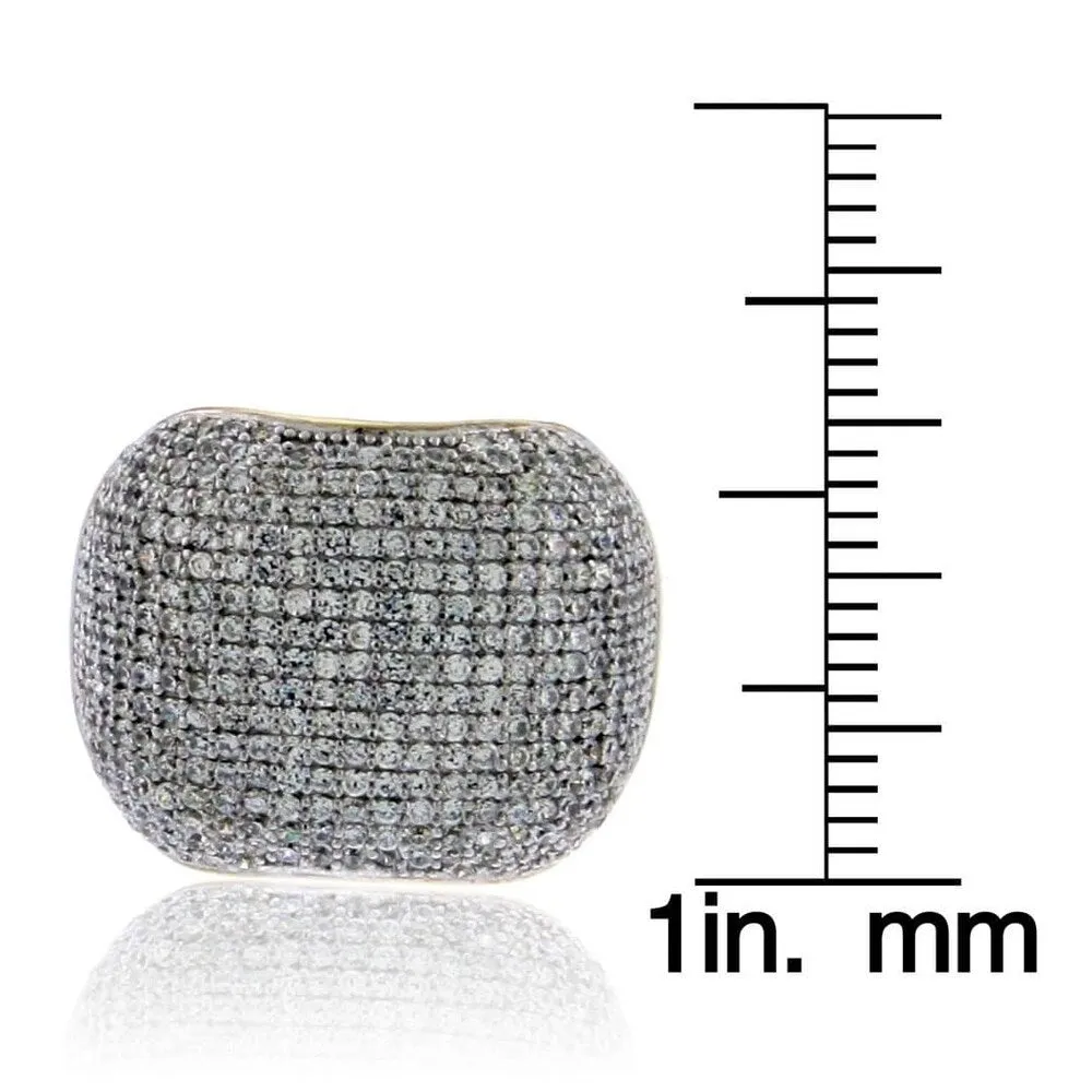 Suzy Levian Yellow Sterling Silver Pave Cubic Zirconia Modern Pave Ring