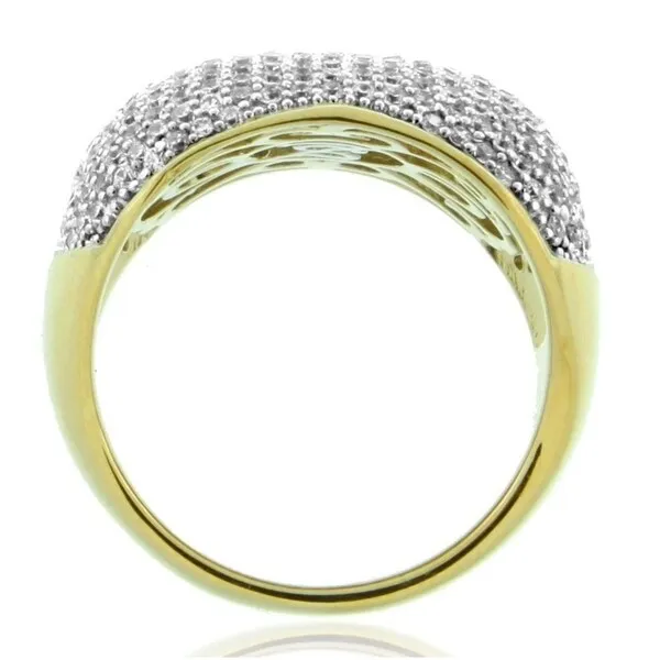 Suzy Levian Yellow Sterling Silver Pave Cubic Zirconia Modern Pave Ring