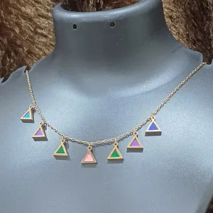 Tesselled multicolor neck chain_anti tarnish