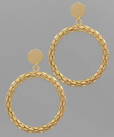 Textured Bold Round Drop Earrings